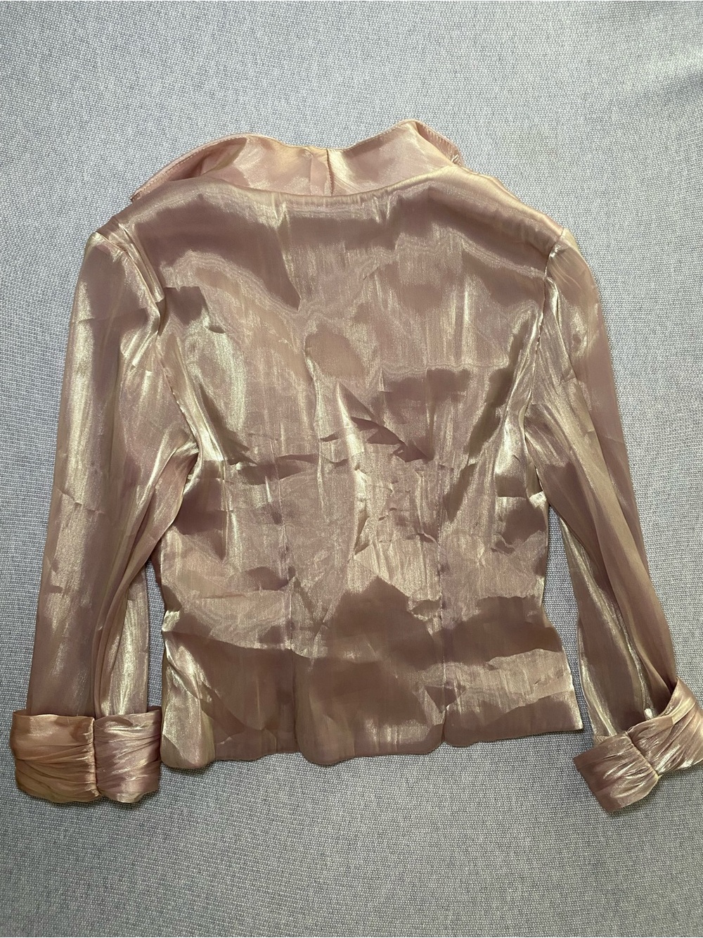JR NITES BY CALIENDO Women's 8 Vintage Gold Metallic Blouse Blazer - Picture 2 of 6